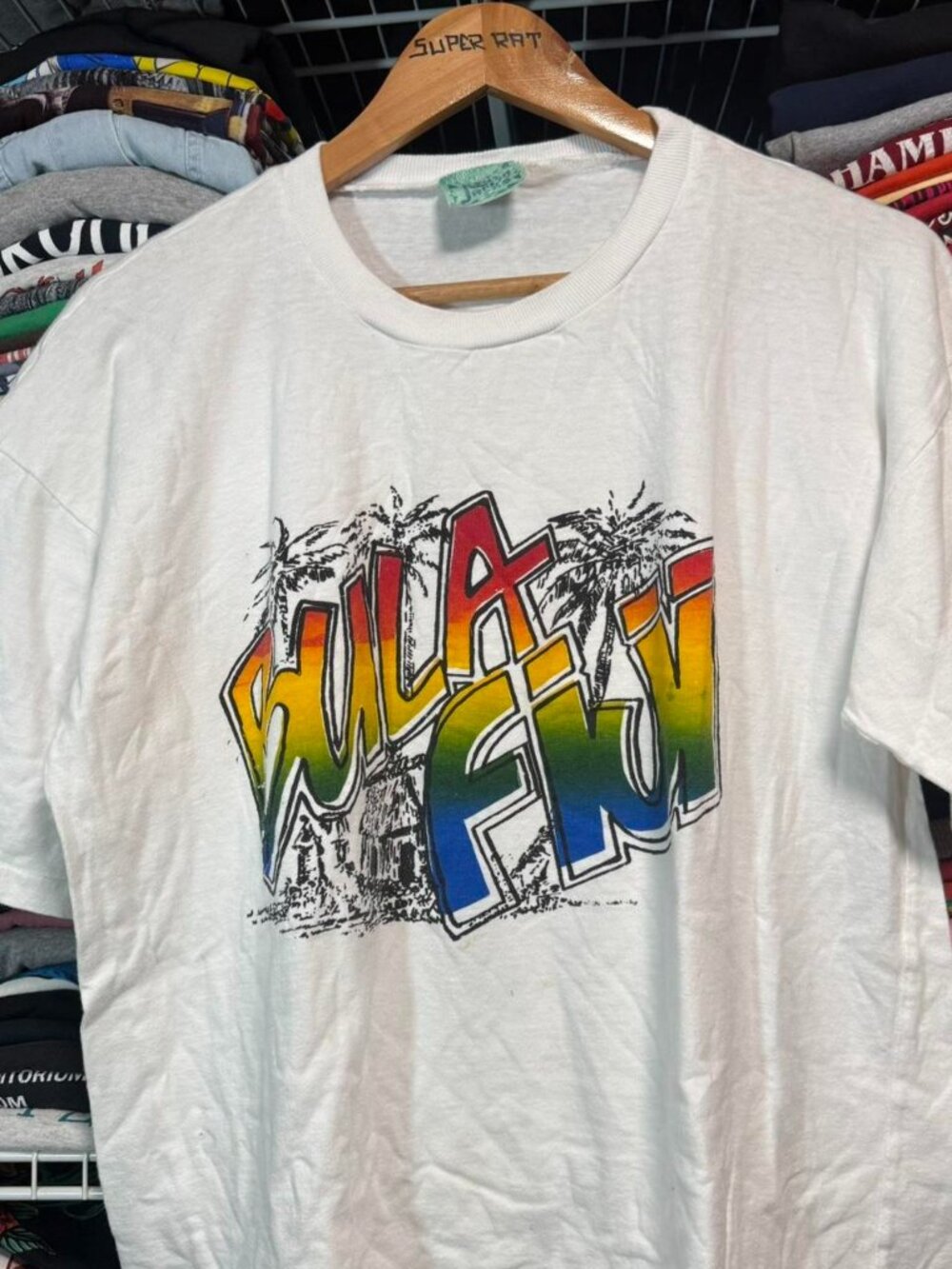 90s Bula Fiji island graphic t shirt white single stitch boxy vintage